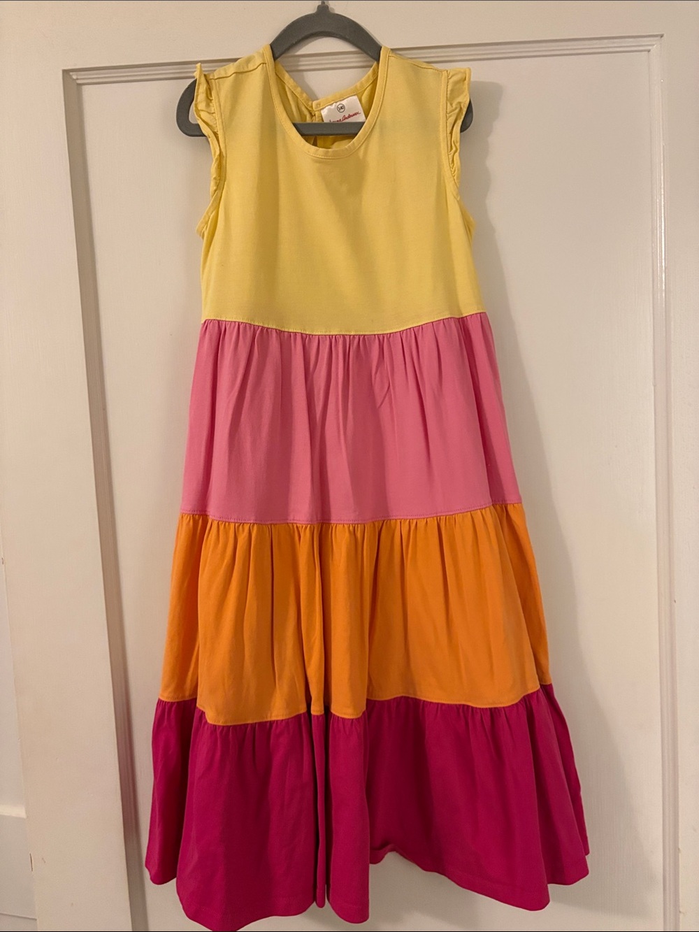 Hanna Andersson Yellow Pink Orange Fuchsia Tiered Dress